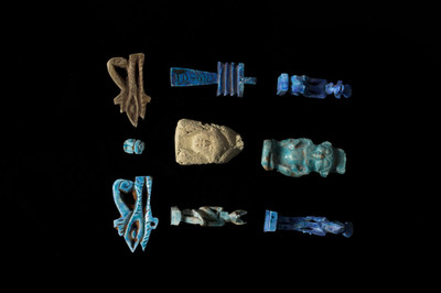 Altägyptische Antiquitäten selten Fayence Amulett & Ushabti Artefakt Sammlung v. Chr.