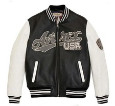 Giacca pelle bovina uomo Avirex nera fatta a mano USA bomber icona biker rider
