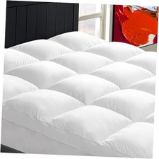 Mattress Topper for Back Pain, Extra Thick Mattress Pad Cover, Plush King White