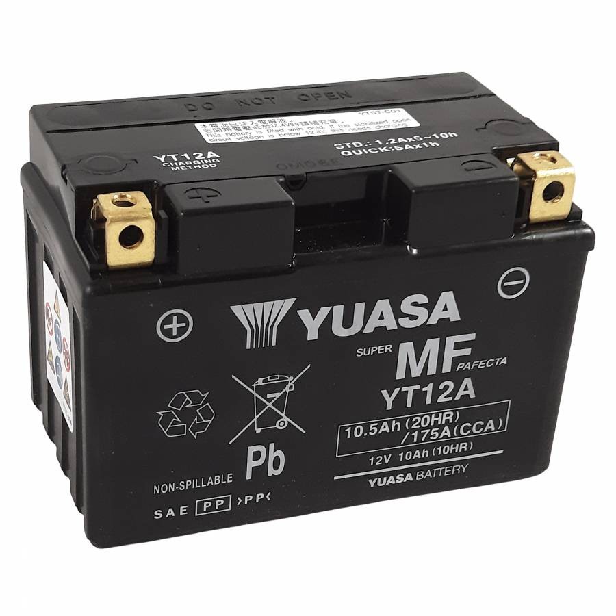 Batterie YT12A Yuasa 12V 10Ah étanche activée en usine pour moto