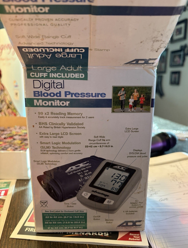 ADC Advantage Digital Blood Pressure Monitor Automatic Large Adult Arm LCD