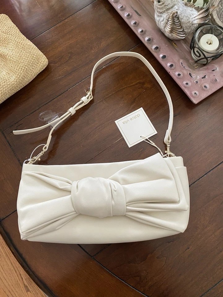 NUEVO CON ETIQUETAS $128 Dolce Vita Marfil Briar Bow Bolso sin asas Hombro EvePurse Convertible Foto 3 de 4