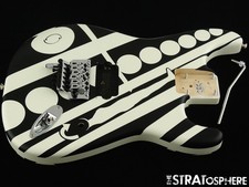 EVH Striped Circles BODY & HARDWARE Floyd Rose Route "Crop Circles" Black +White