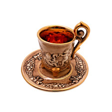 Capodimonte Keramik Demitasse + Untertasse Mokkatasse Espressotasse beige-gold