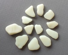 12 Pcs CREAM WHITE MILK GLASS Beach Sea Glass for Jewelry or Mosaics