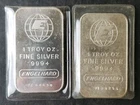 Two Engelhard 1oz Silver Bullhorn Bars in Plastic Envelopes