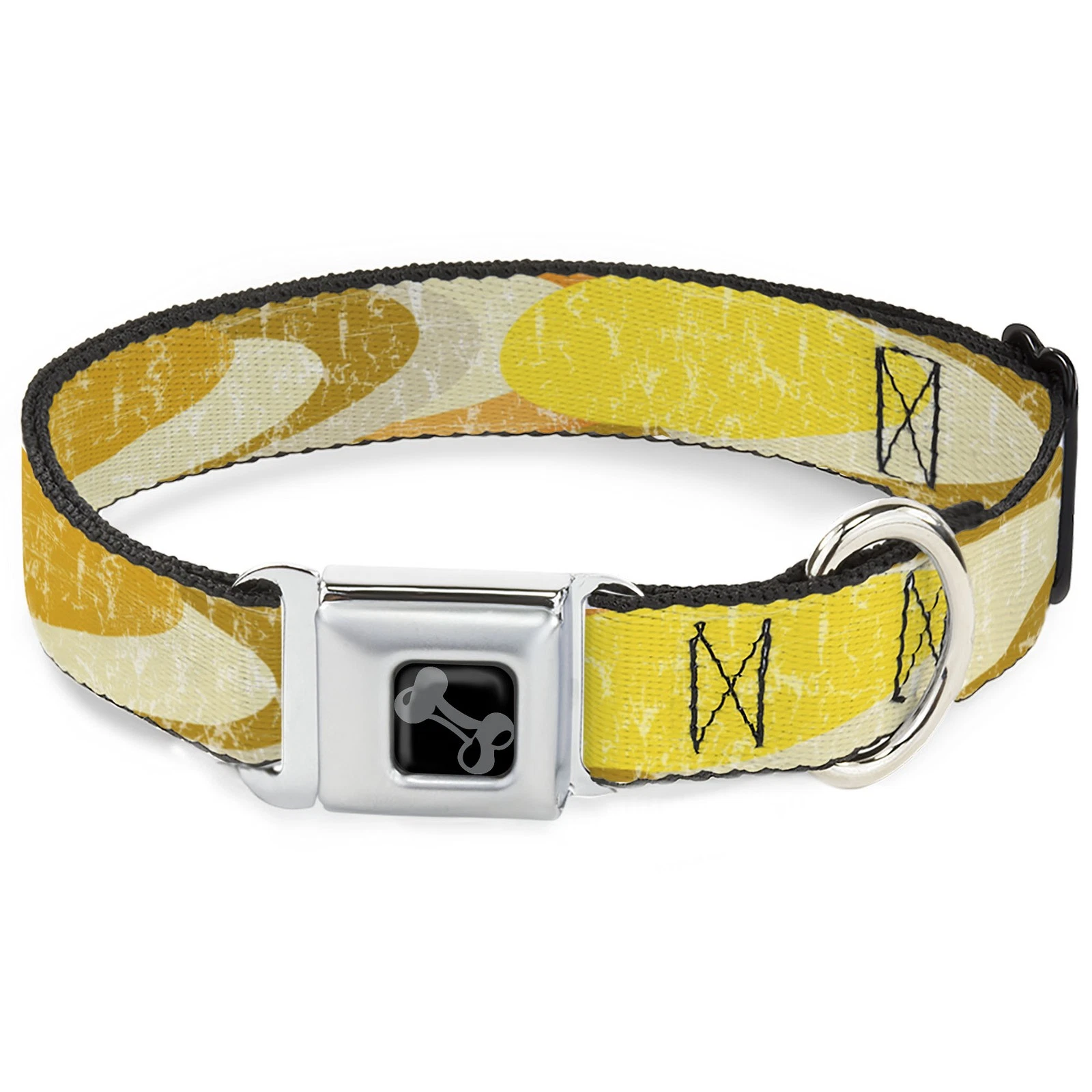 Dog Collar Bone Spots Stacked Weathered Yellows/Browns WIDE-Small 13 (US IMPORT)