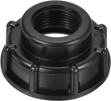 PATIKIL IBC Tote Adapter 60mm Coarse Thread 1" Female Outlet, 1 Inch, Black 