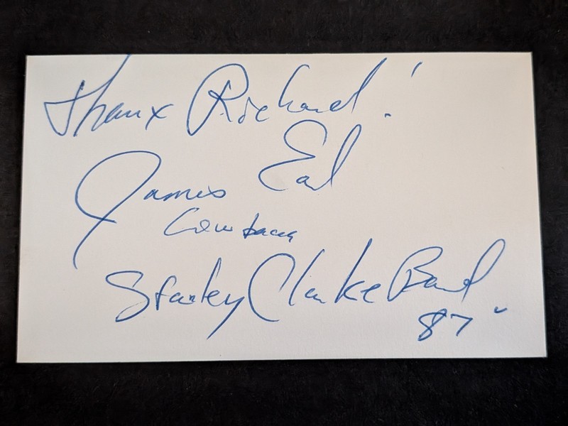 Jimmy Earl Signed Index Card - Stanley Clarke Band, Jimmy Kimmel Live