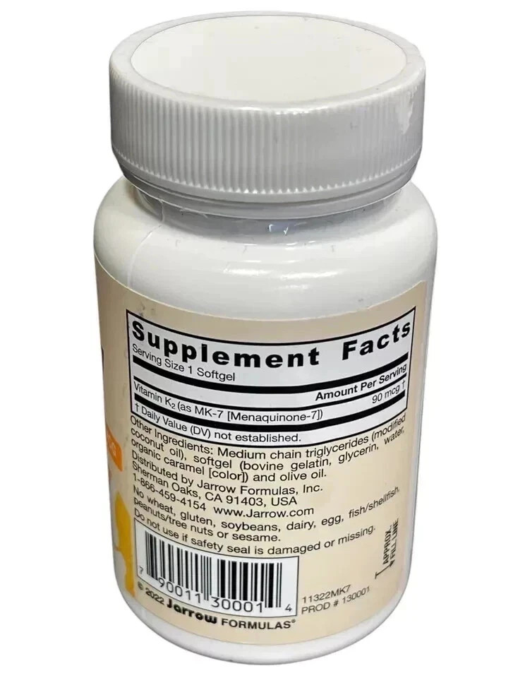 Jarrow MK-7 Vitamin K2 90mcg 120 Softgels Bone & Heart Health 120-count NEW