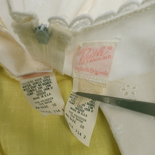 VTG Ruth Of Carolina Girls Dress Jacket 10 Yellow White Church Party 70s 80s - Picture 17 of 22