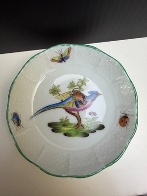 Herend Bird Pattern Trinket Dish 3'' round