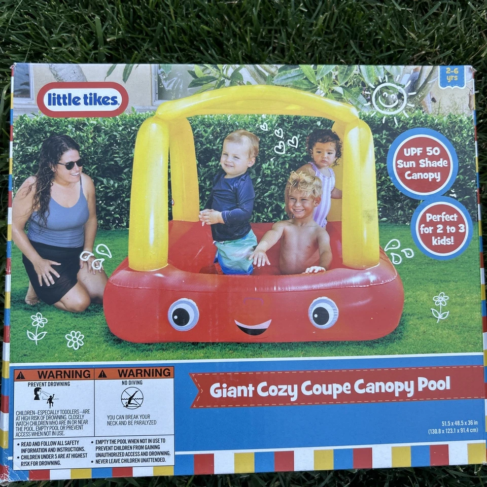 Piscina Little Tikes Giant Cozy Coupe dossel, 2-6 anos, UPF 50 dossel para sombra solar - Imagem 2 de 3