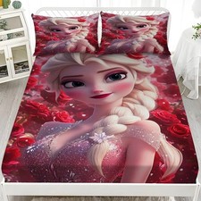 Die Eiskönigin 18- Spannbettlaken &Kopfkissenbezug80*80 Ind. Name Bettwäsche Set