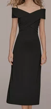 NWT Donna Karan New York Women's Criss-Cross Off-Shoulder Dress, 10, Black, $169