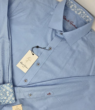 NEW Robert Graham Windsor Jacquard Long Sleeve Button Up Shirt Mens XL Blue NWT