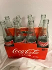 8 Red Coca Cola 16 oz Empty Vintage Glass Bottles w/Cardboard 8 Pack Carrier USA