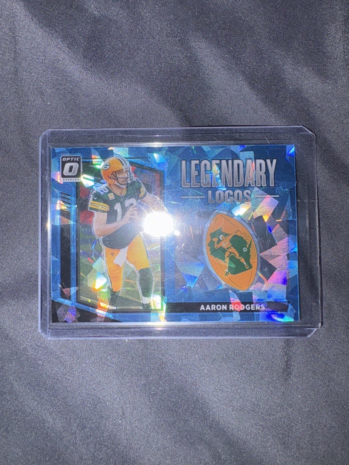 2021 Panini Optic Football Aaron Rodgers Legendary Logos Blue Ice Prizm #2/15