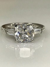 2.60Ct Cushion Cut Lab Created Diamond Engagement Wedding Ring 14K White Gold FN