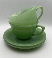 VTG Mid-cen-Mod set of 2 Jadite fire King teacup  saucer set