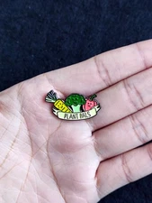 Plant Pals carrot, broccoli, red bell pepper Enamel Pin Metal Badge