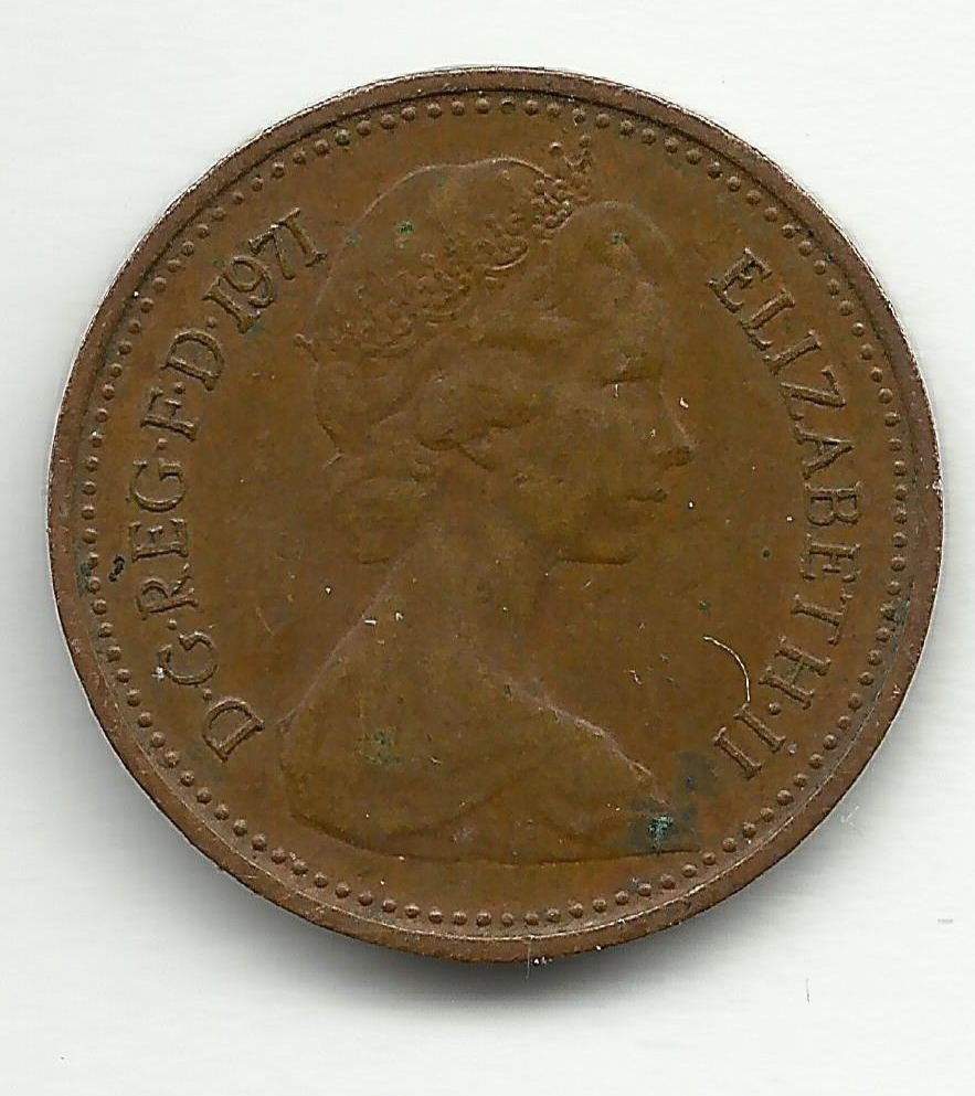 1971 New Half Penny 1/2 cent w/ Queen Elizabeth II Great Briitain