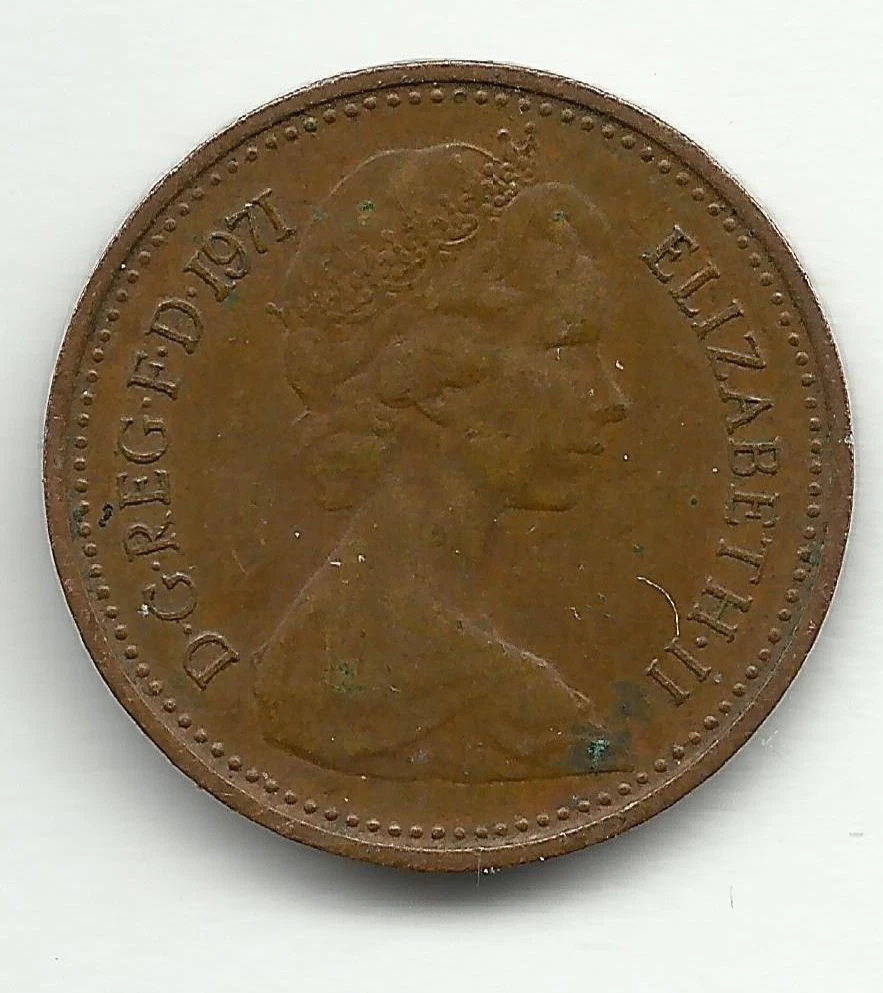 1971 New Half Penny 1/2 cent w/ Queen Elizabeth II Great Briitain