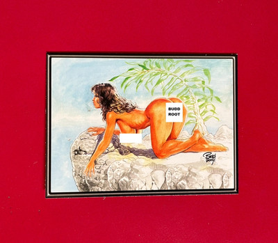 CAVEWOMAN TRADING CARD BUDD ROOT  (NM) 2.5x3.5'' RARE! Prehistoric Pinup Pose
