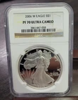 Striking! 2006-W Proof Ultra Cameo American Silver Eagle PF-70 NGC