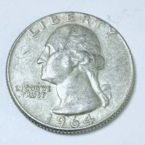 1964 D  SILVER WASHINGTON QUARTER  90% SILVER CIRCULATED COIN FREE SHIP #7586