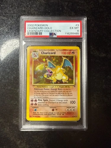 psa 6 2002 pokemon charizard holo legendary collection #3