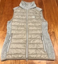 Equestrian Felix Buhler Puffer Vest Swiss Design, Size Small Taupe And Gray