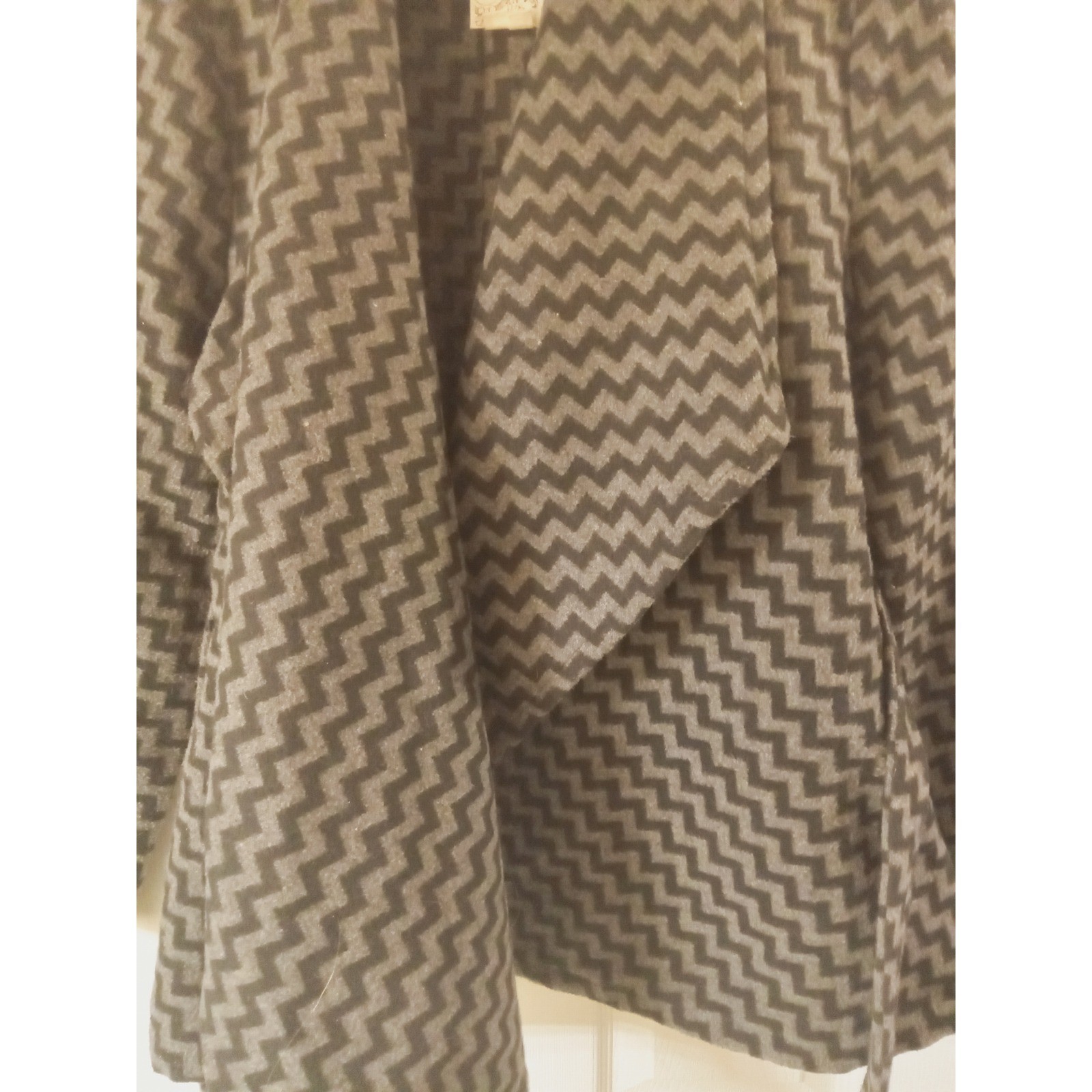 Tulle Chevron Zigzag Pattern Belted Cardigan Jack… - image 5