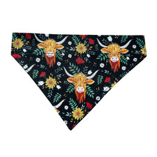 Handmade Cotton Cat Dog Bandana Over the Collar 3 Sizes Floral Coo Highland Cow