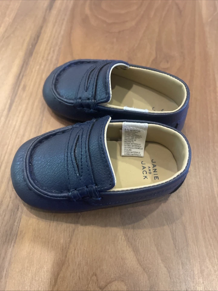 Janie and Jack 海军蓝便士乐福鞋 婴儿礼服 婴儿鞋 男孩 6-12 个月 — 第 3/4 张图片