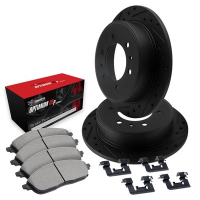 For Ford Transit-350 HD 15-19 Drilled & Slotted Rear Brake Kit w Optimum Pads