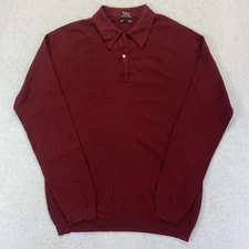 Massari Chemisier Sweater Mens Medium Burgundy Merino Wool Long Sleeve PARIS