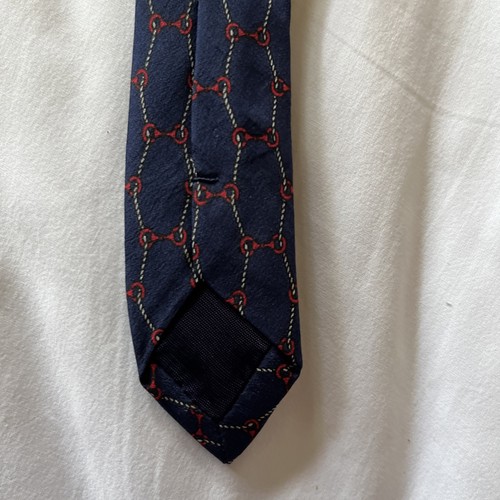 Vintage St Michael Silk Tie – Navy & Red Rope Ditsy – Made in Italy – 1980s - Picture 7 of 7