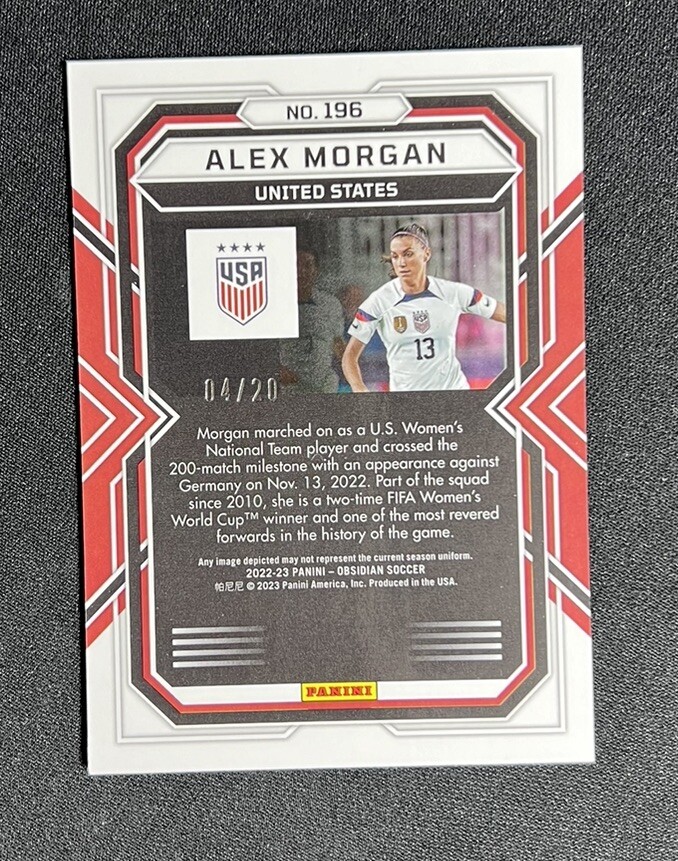 2022-23 Panini Obsidian ALEX MORGAN /20 Blue Electric Etch