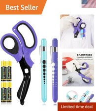 Ergonomic Medical Scissors and Penlights Combo for Professional Use - 3-Pack