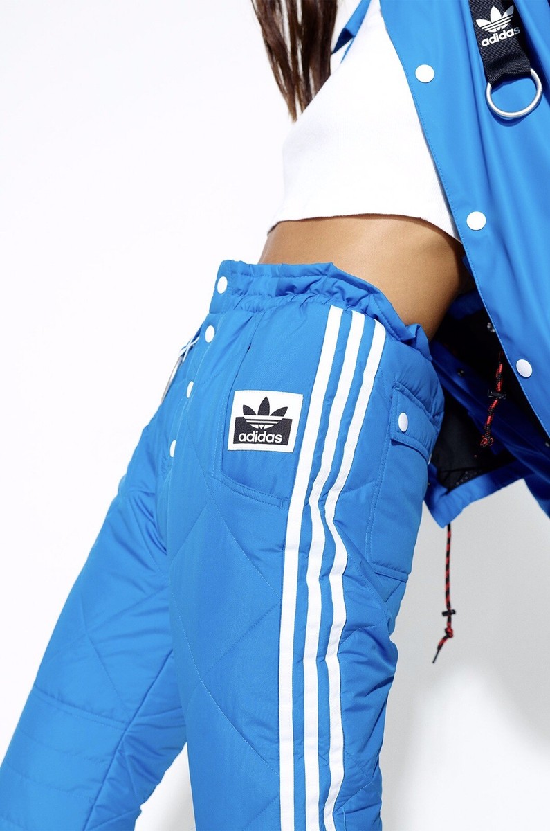 adidas X Olivia Oblanc Womens Size Large Quilted Blue Track Pants