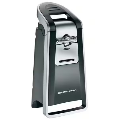 Hamilton Beach Electric Can Opener Smooth Touch Black Stainless Look w/ Scissors