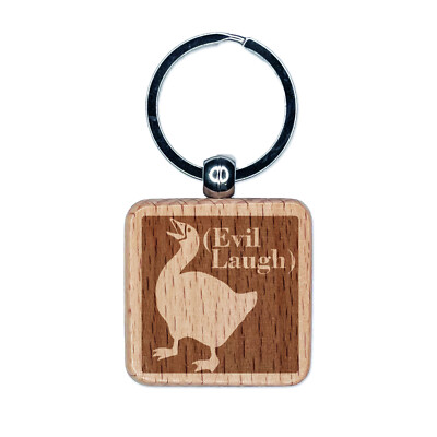 The Goose with an Evil Laugh Engraved Wood Square Keychain Tag Charm