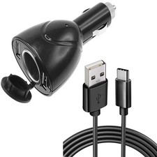2-Port USB Charger 6ft Type-C Cable Power Cord DC Socket for Smartphones