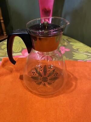 Vintage Pyrex Corning 1960s Atomic Flower 8 Cup Coffee Pot Carafe Heatproof