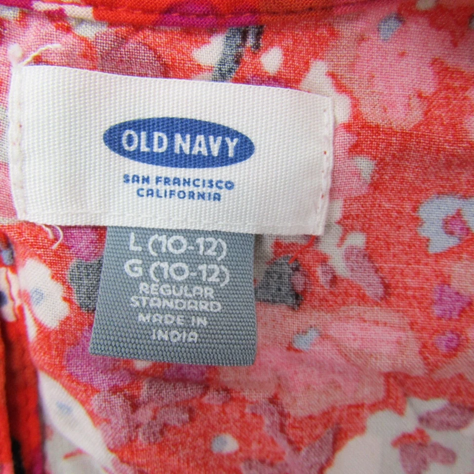 Camisa Blusa Top Niñas Roja Talla L Manga Corta Floral Rayón Cuello Redondo Informal Foto 4 de 4