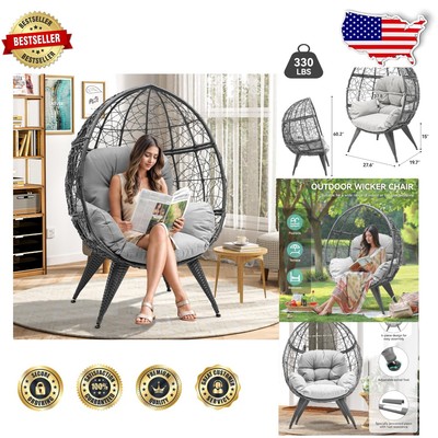 Handcrafted Rattan Egg Chair with Plush Cushion - Perfect for Patio & Balcony