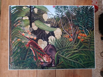 Fight between a Tiger and a Buffalo (1908) by Henri Rousseau Poster 18x24in