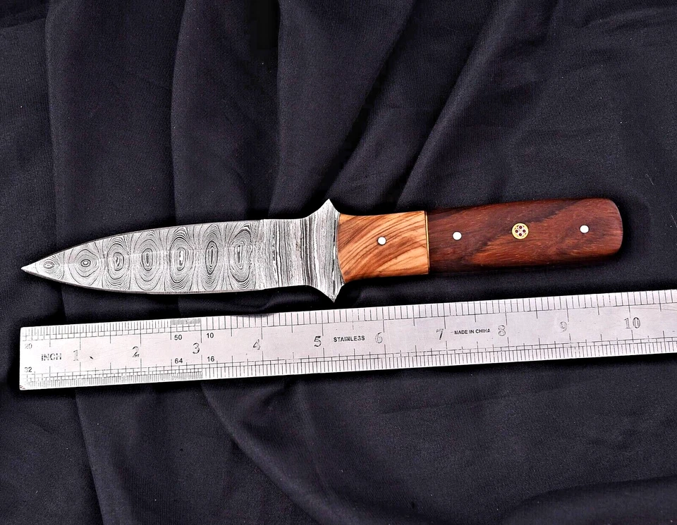 FACA BOTA DE AÇO DAMASCO FORJADA FEITA À MÃO ADAGA CAÇA SOBREVIVÊNCIA 2329 - Imagem 3 de 4