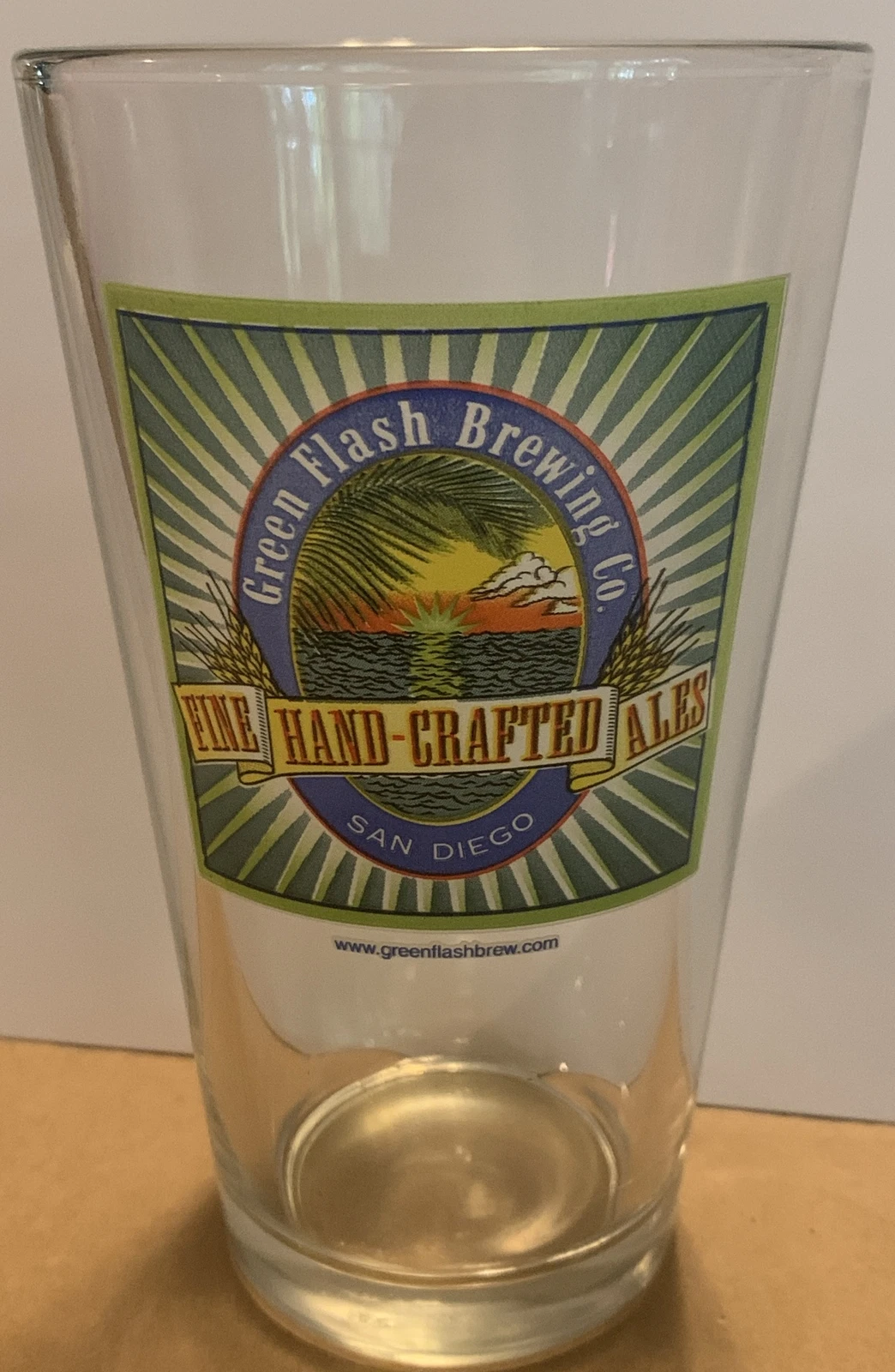 Green Flash Brewing Beer Glass Pint Fine Hand Crafted Ales San Diego California